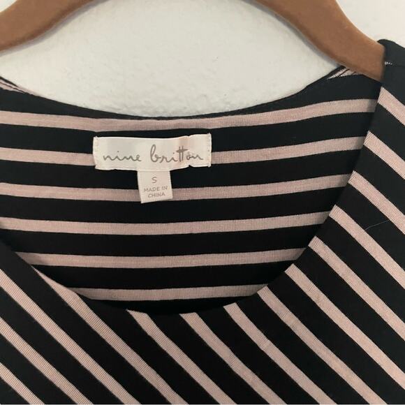 Nine britton Striped Sleeveless Dress Black & Cream NWOT - Picture 3 of 9